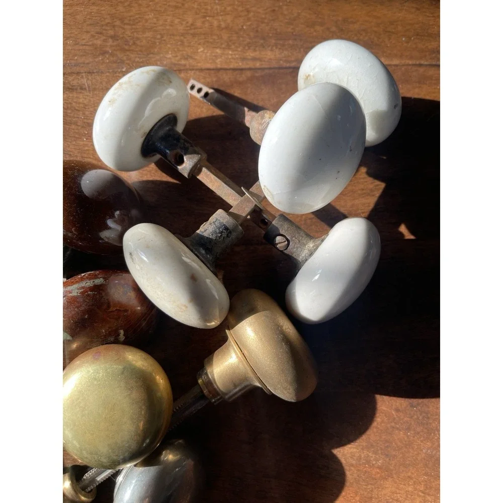 23 Antique Vintage Door Knobs + 12 Parts Porcelain Brass Architectural Salvage